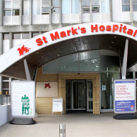 The entrance to St. Mark's Hospital