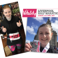 Amanda Scott shows off her Liverpool Half Marathon Medal for St. Mark's, brilliant effort!