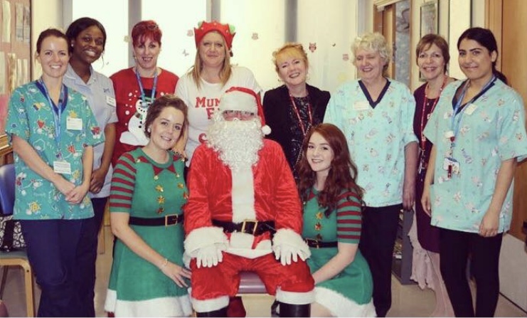 Santa and his elves at St Mark's Hospital